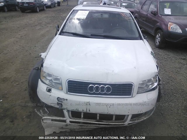 WAUJC68E84A248265 - 2004 AUDI A4 1.8T WHITE photo 6