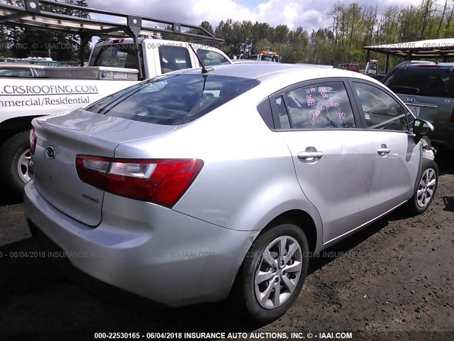 KNADN4A31D6131019 - 2013 KIA RIO EX/SX SILVER photo 4