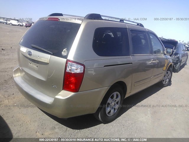 KNDMB233876142794 - 2007 KIA SEDONA EX/LX GOLD photo 4