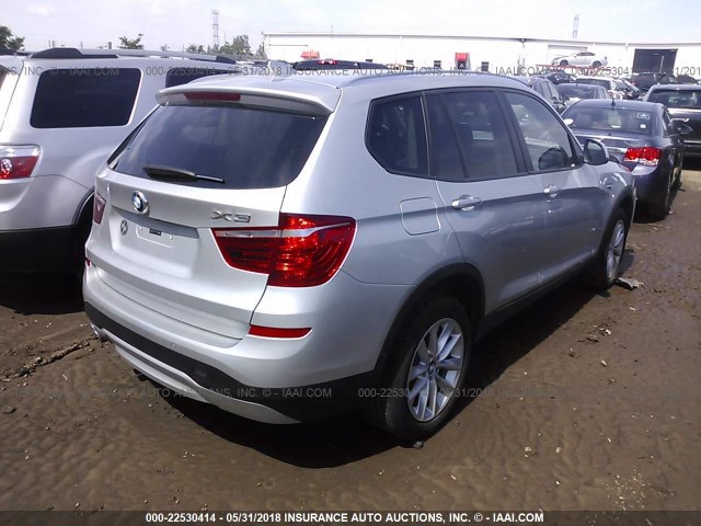 5UXWX9C55G0D63438 - 2016 BMW X3 XDRIVE28I SILVER photo 4