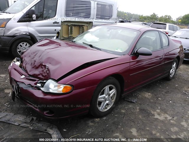 2G1WX12K259210275 - 2005 CHEVROLET MONTE CARLO LT RED photo 2