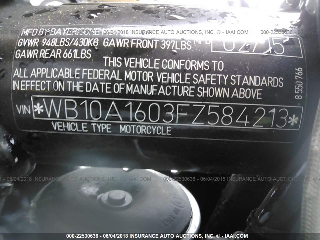 WB10A1603FZ584213 - 2015 BMW R NINE T BLACK photo 10