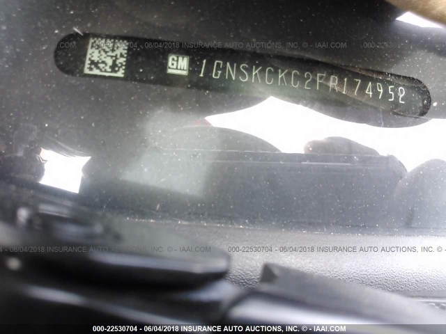 1GNSKCKC2FR174952 - 2015 CHEVROLET TAHOE K1500 LTZ BLACK photo 9