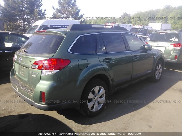 4S4BRBCC0B3331934 - 2011 SUBARU OUTBACK 2.5I PREMIUM GREEN photo 4