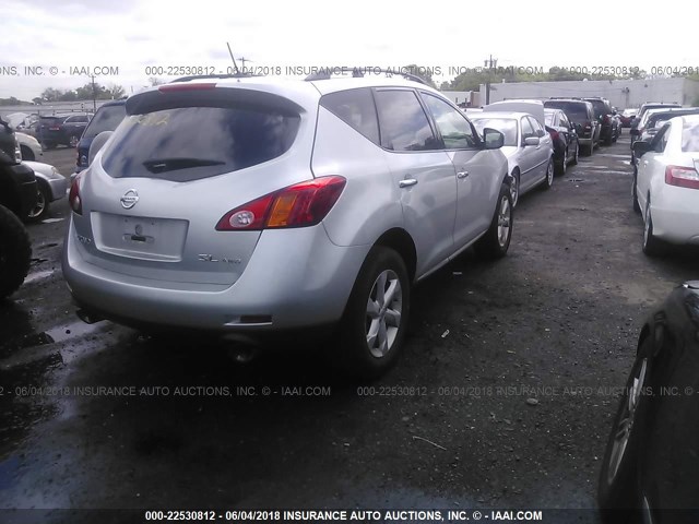 JN8AZ1MW8AW138709 - 2010 NISSAN MURANO S/SL/LE SILVER photo 4