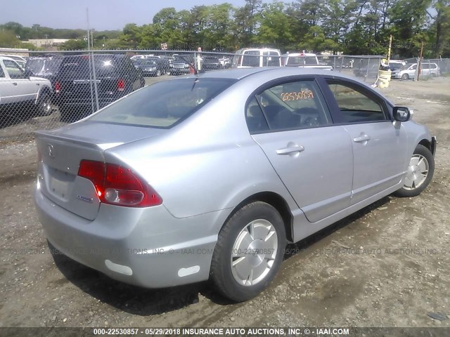 JHMFA36237S006177 - 2007 HONDA CIVIC HYBRID SILVER photo 4