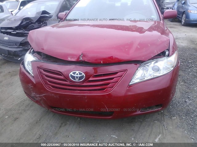 4T1BE46K57U070294 - 2007 TOYOTA CAMRY NEW GENERAT CE/LE/XLE/SE RED photo 6