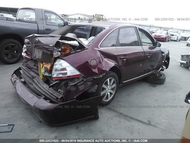 1FAHP24W38G185100 - 2008 FORD TAURUS SEL MAROON photo 4