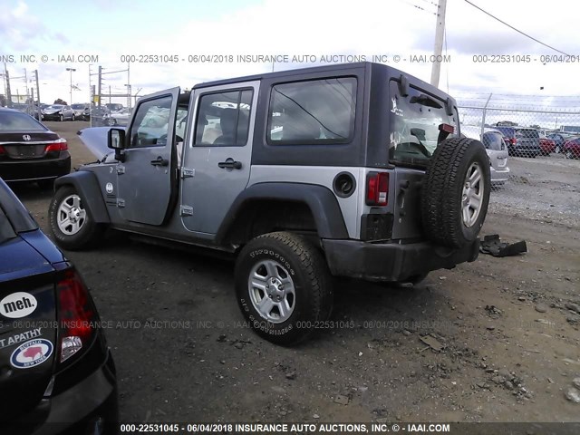 1C4BJWDG0EL290343 - 2014 JEEP WRANGLER UNLIMITE SPORT SILVER photo 3