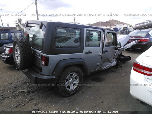 1C4BJWDG0EL290343 - 2014 JEEP WRANGLER UNLIMITE SPORT SILVER photo 4