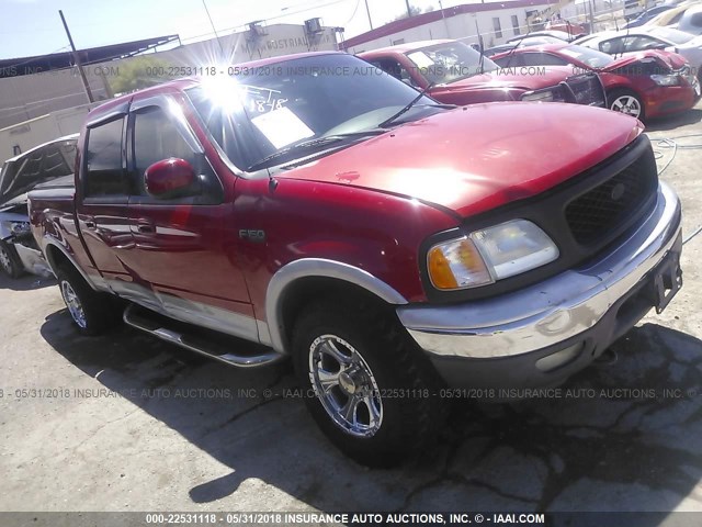 1FTRW08L32KD37967 - 2002 FORD F150 SUPERCREW RED photo 1