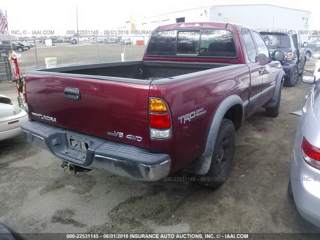 5TBBT44151S161140 - 2001 TOYOTA TUNDRA ACCESS CAB/ACCESS CAB SR5 MAROON photo 4