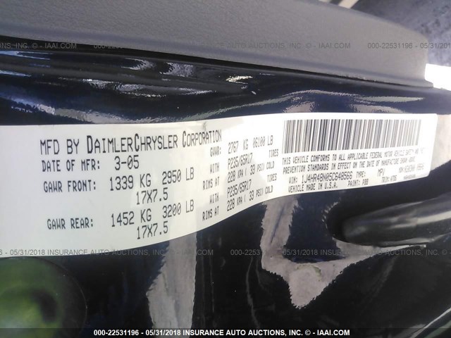 1J4HR48N05C648566 - 2005 JEEP GRAND CHEROKEE LAREDO/COLUMBIA/FREEDOM 蓝色 照片 9