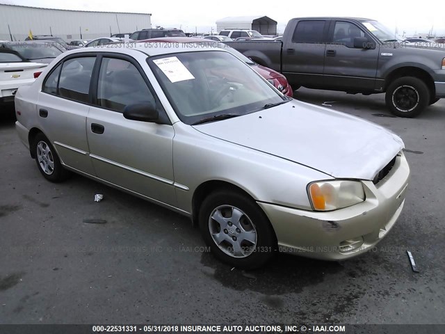 KMHCG45C91U168759 - 2001 HYUNDAI ACCENT GL GOLD photo 1