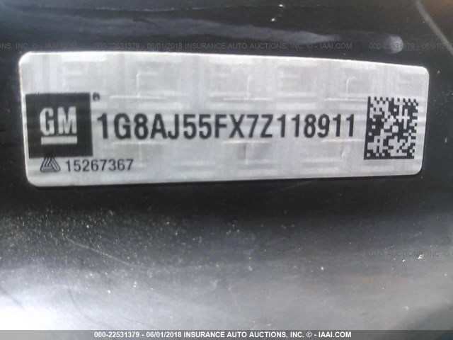 1G8AJ55FX7Z118911 - 2007 SATURN ION LEVEL 2 WHITE photo 9