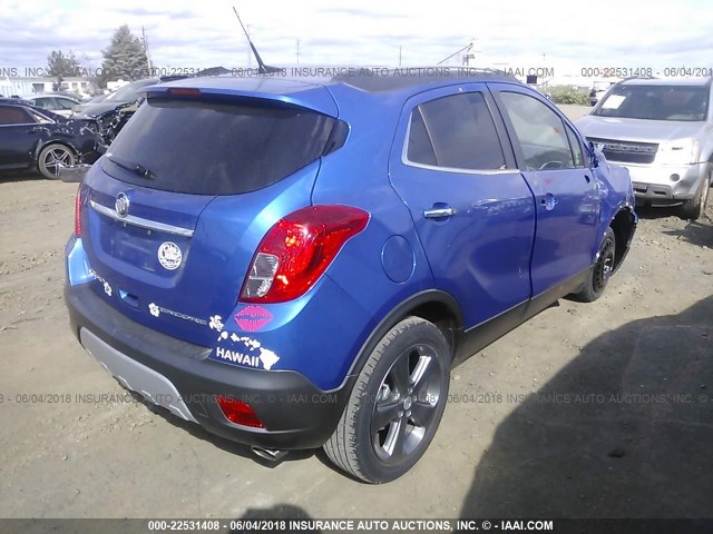 KL4CJASB1EB522835 - 2014 BUICK ENCORE BLUE photo 4