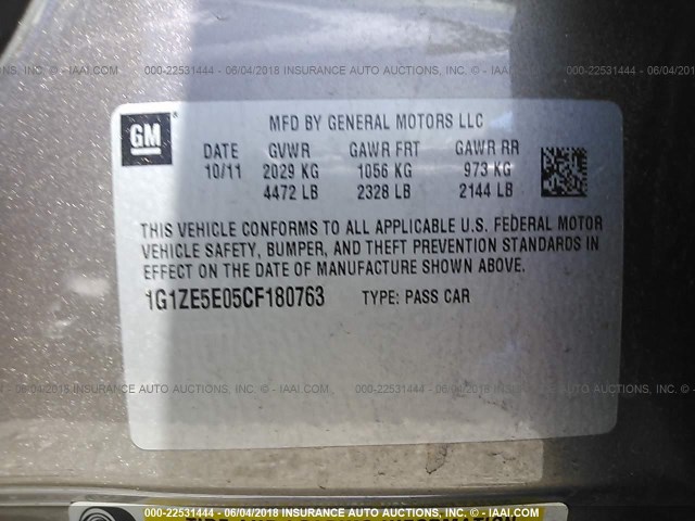 1G1ZE5E05CF180763 - 2012 CHEVROLET MALIBU LTZ 棕色 照片 9