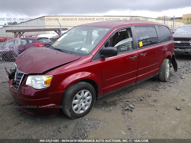 2A8HR44H88R799133 - 2008 CHRYSLER TOWN & COUNTRY LX RED photo 2