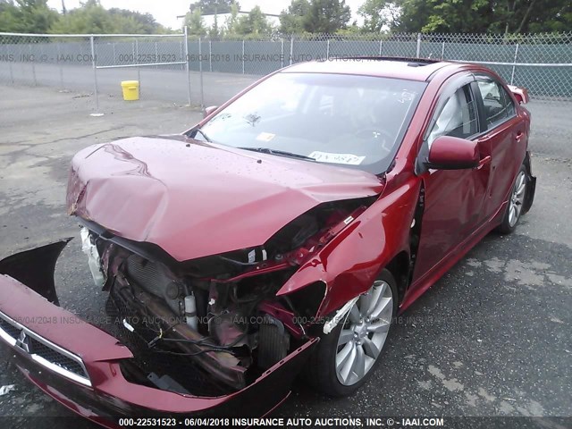 JA3AU86U78U027121 - 2008 MITSUBISHI LANCER GTS RED photo 2