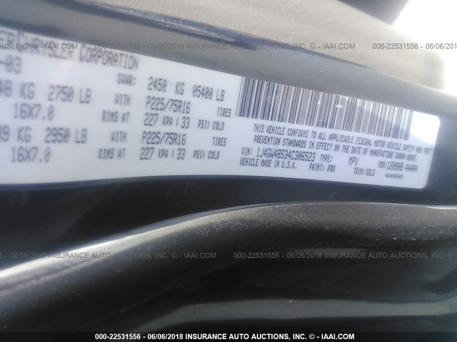 1J4GW48S34C306523 - 2004 JEEP GRAND CHEROKEE LAREDO/COLUMBIA/FREEDOM 蓝色 照片 9