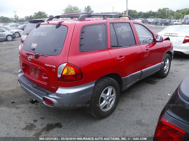 KM8SC73D34U701634 - 2004 HYUNDAI SANTA FE GLS/LX RED photo 4