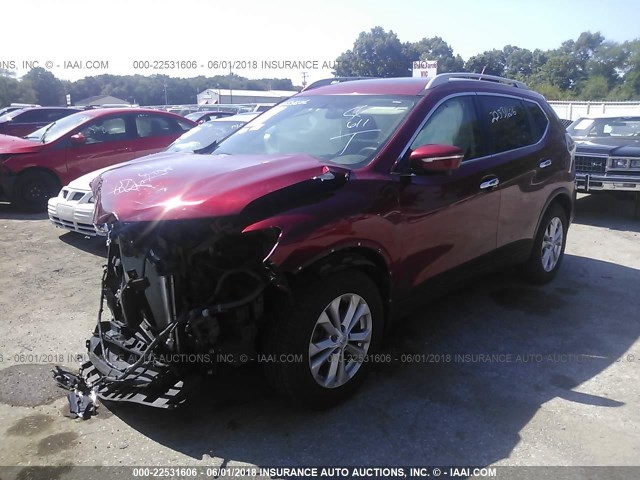 5N1AT2MV6FC893758 - 2015 NISSAN ROGUE S/SL/SV RED photo 2