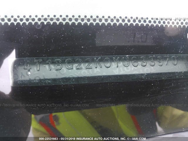 4T1BG22K0YU633970 - 2000 TOYOTA CAMRY CE/LE/XLE 米色 照片 9