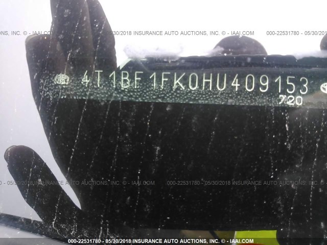 4T1BF1FK0HU409153 - 2017 TOYOTA CAMRY LE/XLE/SE/XSE BLACK photo 9