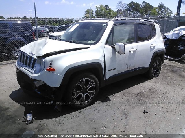 ZACCJADT0FPB70023 - 2015 JEEP RENEGADE LIMITED WHITE photo 2