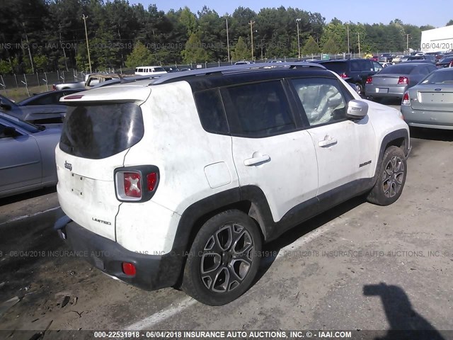 ZACCJADT0FPB70023 - 2015 JEEP RENEGADE LIMITED WHITE photo 4
