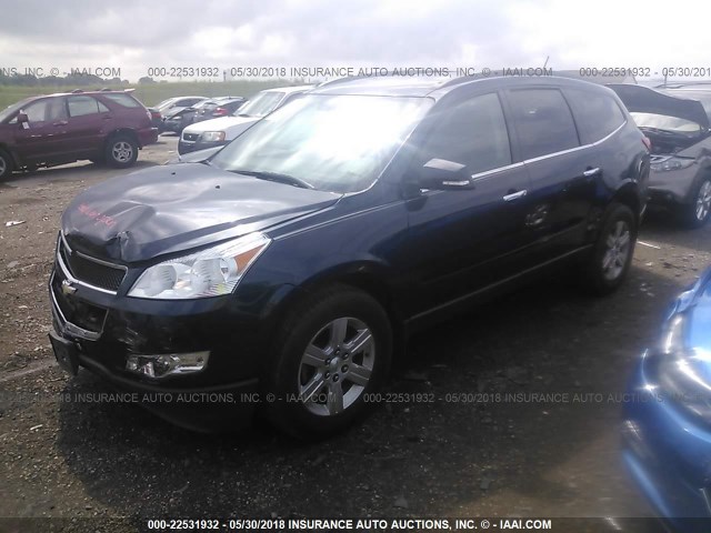 1GNKRGED7BJ353021 - 2011 CHEVROLET TRAVERSE LT BLUE photo 2