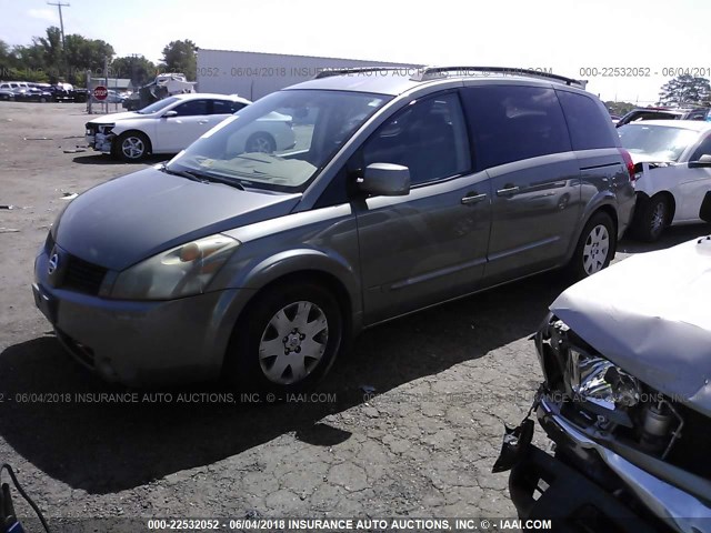 5N1BV28U15N111630 - 2005 NISSAN QUEST S/SE/SL GREEN photo 2