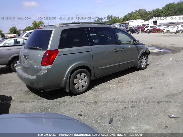 5N1BV28U15N111630 - 2005 NISSAN QUEST S/SE/SL GREEN photo 4