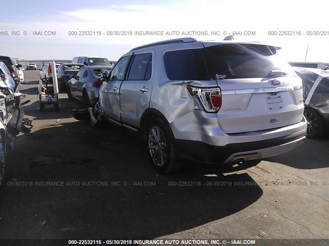 1FM5K8F83HGC23000 - 2017 FORD EXPLORER LIMITED 银色 照片 3