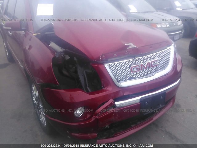 1GKKVTED8CJ409485 - 2012 GMC ACADIA DENALI MAROON photo 6