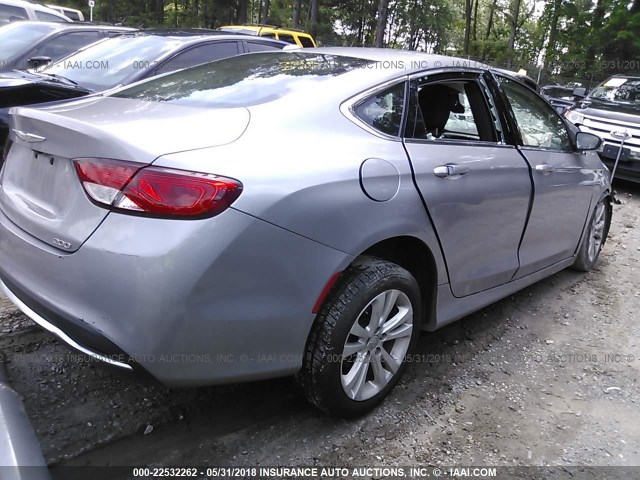 1C3CCCAB1FN629322 - 2015 CHRYSLER 200 LIMITED SILVER photo 4