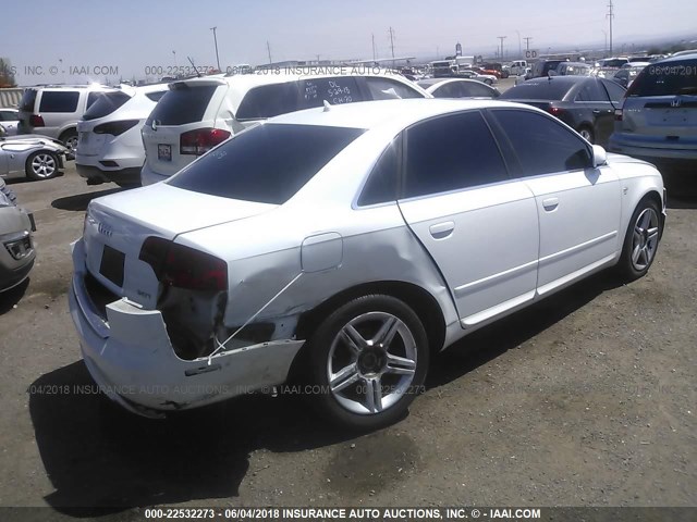 WAUAF78E88A081456 - 2008 AUDI A4 2.0T WHITE photo 4