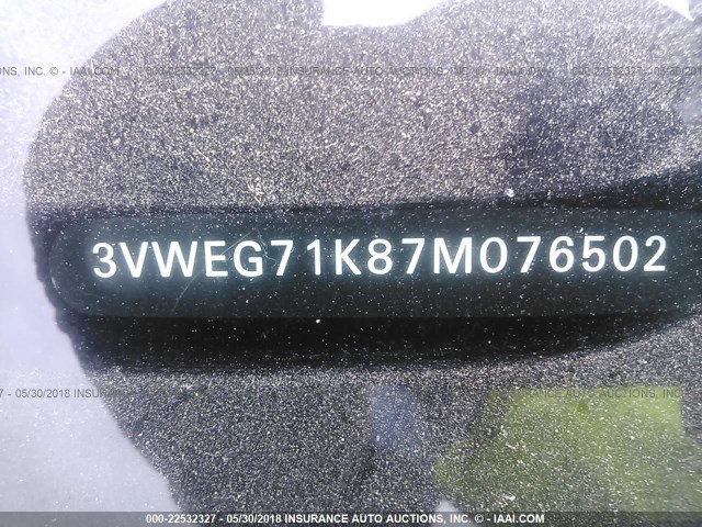 3VWEG71K87M076502 - 2007 VOLKSWAGEN JETTA WOLFSBURG 黑色 照片 9