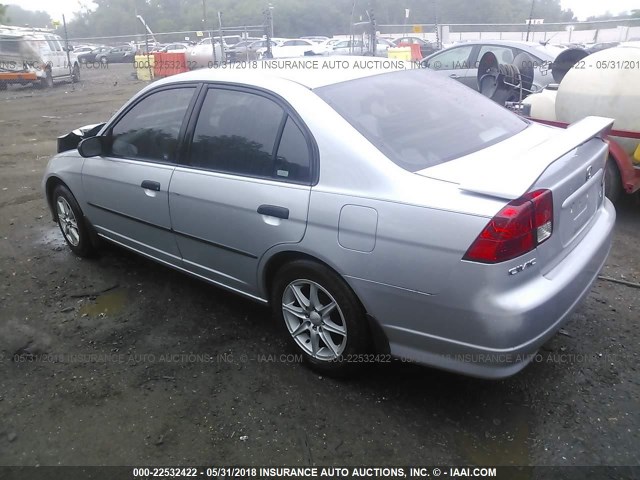 2HGES16374H643231 - 2004 HONDA CIVIC DX VP SILVER photo 3