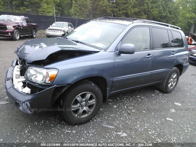 JTEEP21A950131533 - 2005 TOYOTA HIGHLANDER LIMITED BLUE photo 2