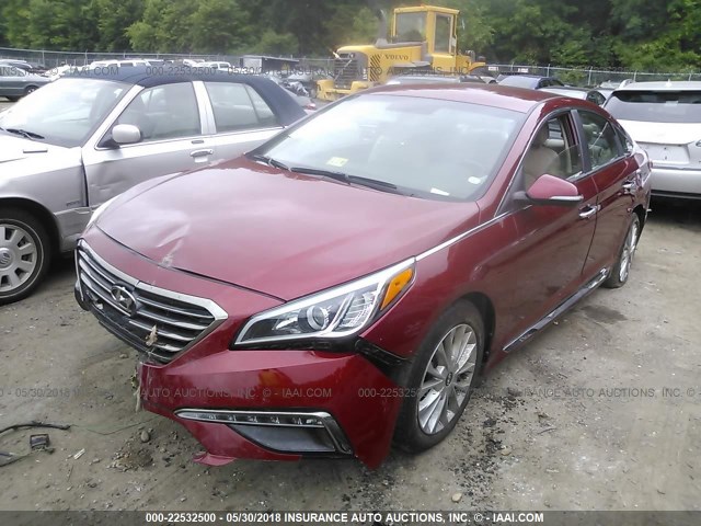 5NPE34AFXFH060919 - 2015 HYUNDAI SONATA SPORT/LIMITED RED photo 2