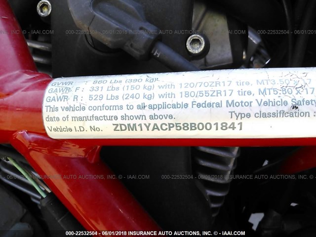 ZDM1YACP58B001841 - 2008 DUCATI HYPERMOTARD 1100/S BLACK photo 10