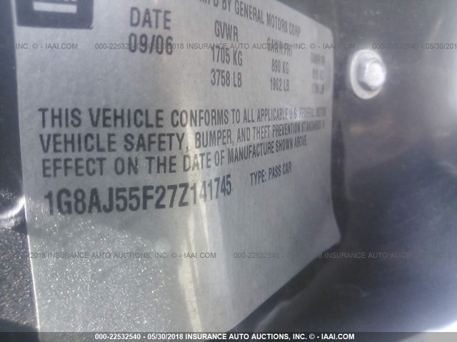 1G8AJ55F27Z141745 - 2007 SATURN ION LEVEL 2 Gümüş foto 9