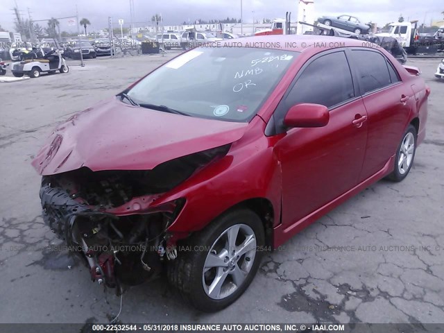 2T1BU4EE8BC708241 - 2011 TOYOTA COROLLA S/LE RED photo 2