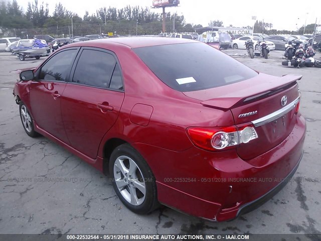 2T1BU4EE8BC708241 - 2011 TOYOTA COROLLA S/LE RED photo 3