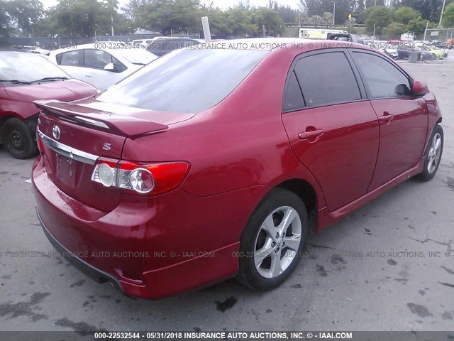 2T1BU4EE8BC708241 - 2011 TOYOTA COROLLA S/LE RED photo 4