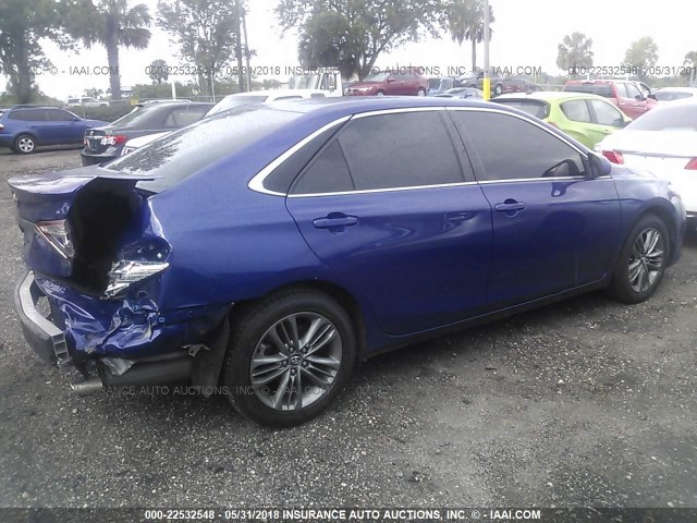 4T1BF1FK9GU579767 - 2016 TOYOTA CAMRY LE/XLE/SE/XSE BLUE photo 4