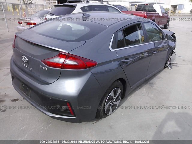 KMHC75LC8HU057512 - 2017 HYUNDAI IONIQ SEL GRAY photo 4