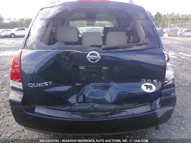 5N1BV28U35N104470 - 2005 NISSAN QUEST S/SE/SL BLUE photo 6