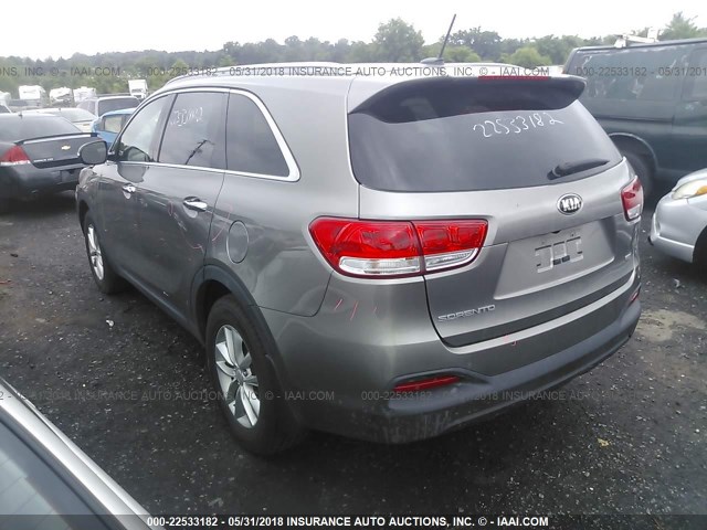 5XYPG4A38GG110325 - 2016 KIA SORENTO LX/L GRAY photo 3